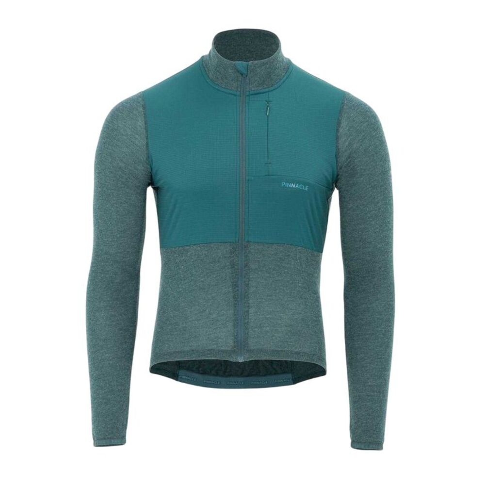 Pinnacle Mens Merino Long-Sleeved Cycling Jersey / Green Marl